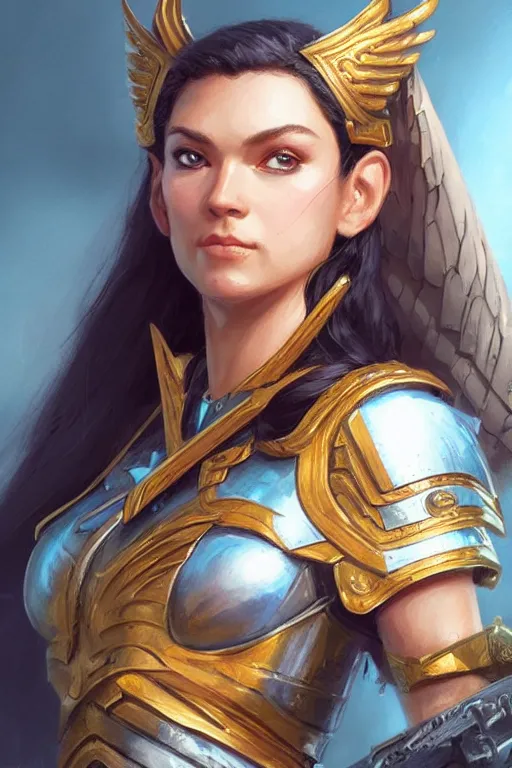 Image similar to amazon valkyrie athena, d & d, fantasy, portrait, highly detailed, headshot, digital painting, trending on artstation, concept art, sharp focus, illustration, art by artgerm and greg rutkowski and magali villeneuve