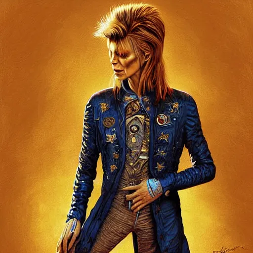 Image similar to digital painting of david bowie by filipe pagliuso and justin gerard, symmetric, fantasy, highly, detailed, realistic, intricate