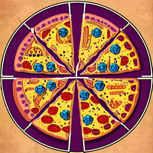 Image similar to Pizza zodiac, mayan style, concept art, detailed