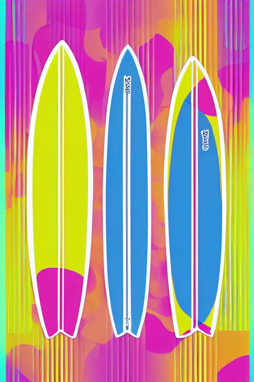 Prompt: minimalist boho style art of a colorful surfboard, illustration, vector art