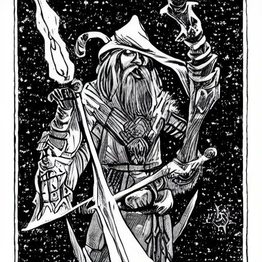 Image similar to old school dungeons and dragons art, wizard