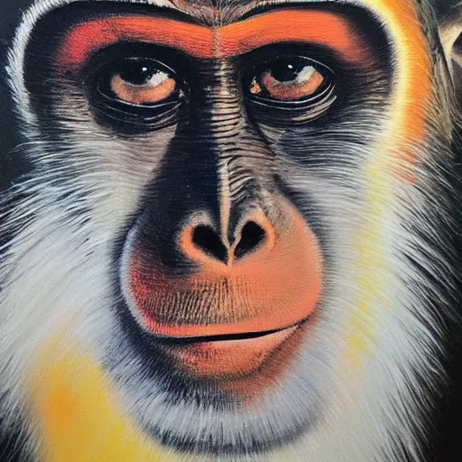 Image similar to Acrylic on canvas portrait of monkey