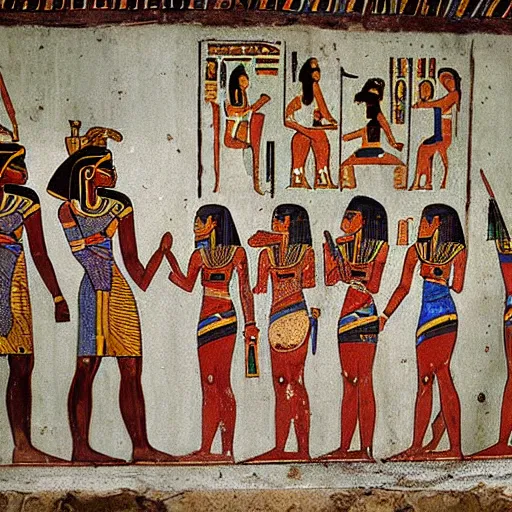 Image similar to an ancient egyptian painting of darksearch