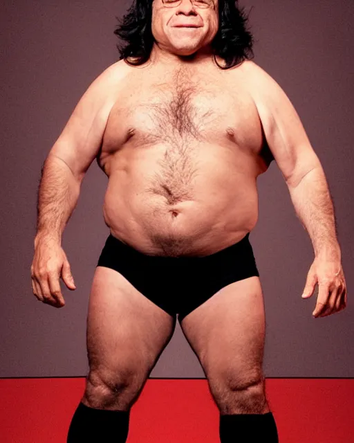 Image similar to portrait of danny devito as a wrestler. photographic, photography