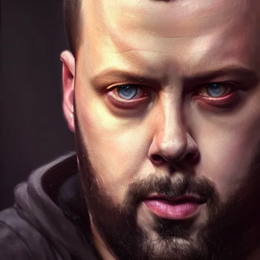Image similar to portrait painting of a kollegah the rapper michael sheen, ultra realistic, concept art, intricate details, eerie, highly detailed, photorealistic, octane render, 8 k, unreal engine. art by artgerm and greg rutkowski and charlie bowater and magali villeneuve and alphonse mucha