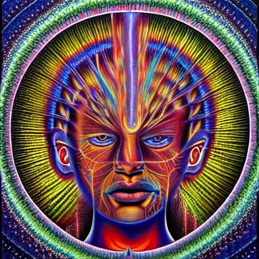 Prompt: transcendent being by alex grey