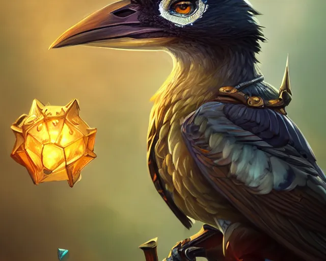 Prompt: magpie, deep focus, d & d, fantasy, intricate, elegant, highly detailed, digital painting, artstation, concept art, matte, sharp focus, illustration, hearthstone,