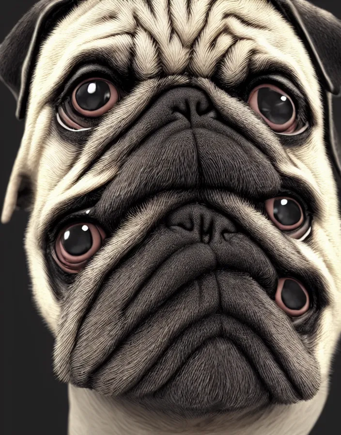 Prompt: a pug face mixed with Boris the animal mask, intricate artwork by artstation. octane render, cinematic, hyper realism, 8k, depth of field.