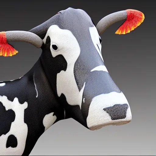 Image similar to a highly detailed ultra realistic photograph of a cow dressed in a fighter jet jumpsuit and mask