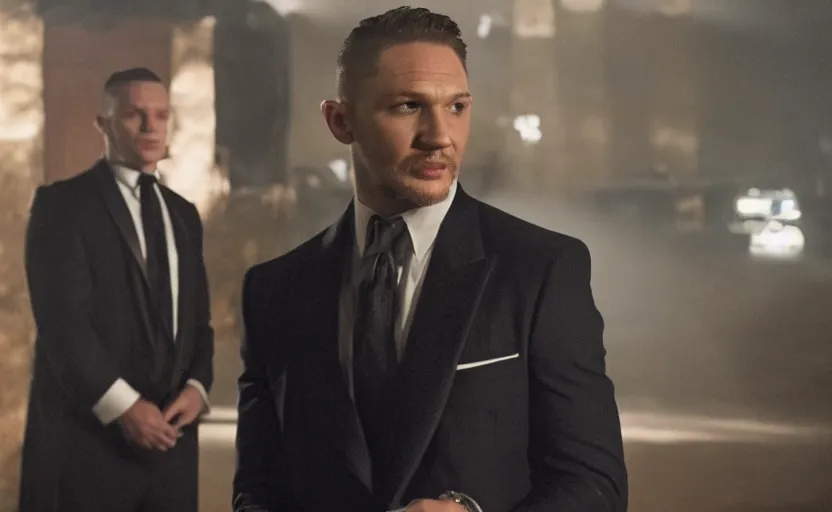 Image similar to film still of Tom Hardy as James Bond in Goldfinger, 8k,