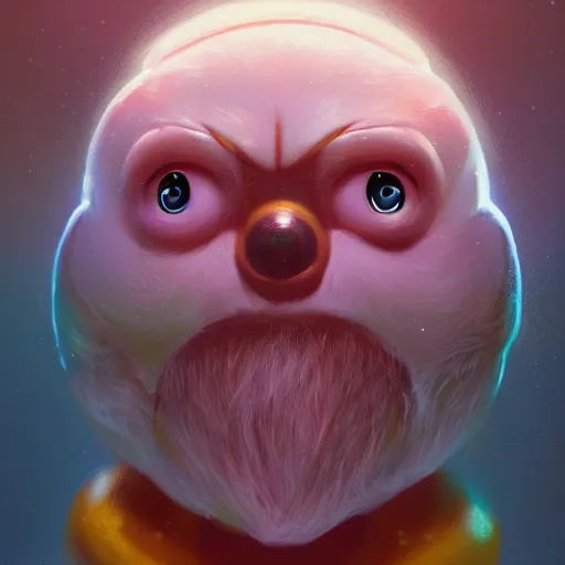 Image similar to Kirby portrait, huggy wuggy from poppy playtime video game, fullbody, ultra high detailed, glowing lights, oil painting, Greg Rutkowski, Charlie Bowater, Beeple, unreal 5, DAZ, hyperrealistic, octane render, RPG portrait, dynamic lighting, fantasy art, beautiful face