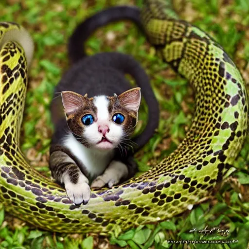 Image similar to a snake - cat - hybrid, animal photography