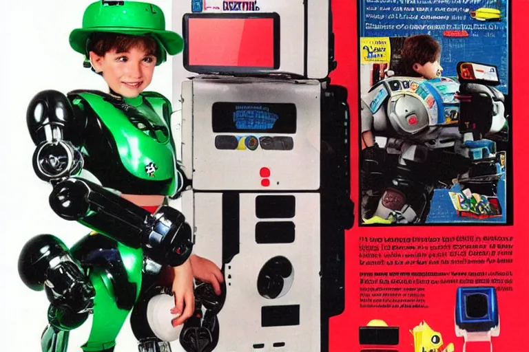 Prompt: Nintendo Entertainment System Robot Armor for kids, 1986