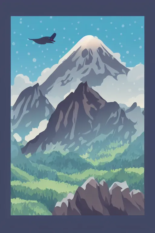 Image similar to mountaintop flat vector a storybook illustration trending on artstation