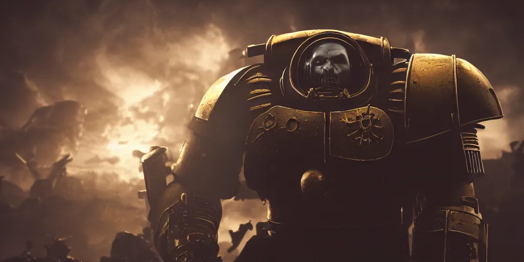 Image similar to warhammer 4 0 k spacemarine, moody lighting, octane render