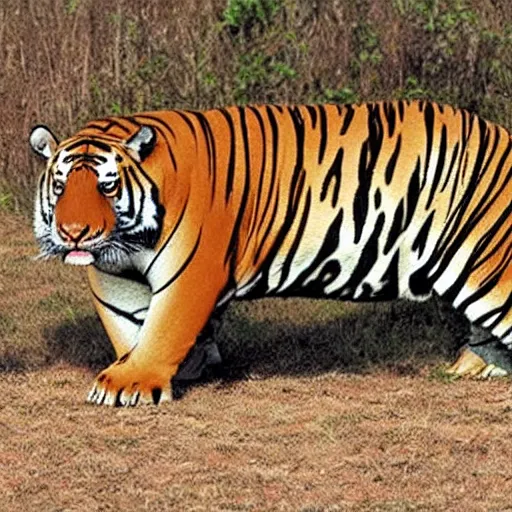 Image similar to a tiger hippo hybrid