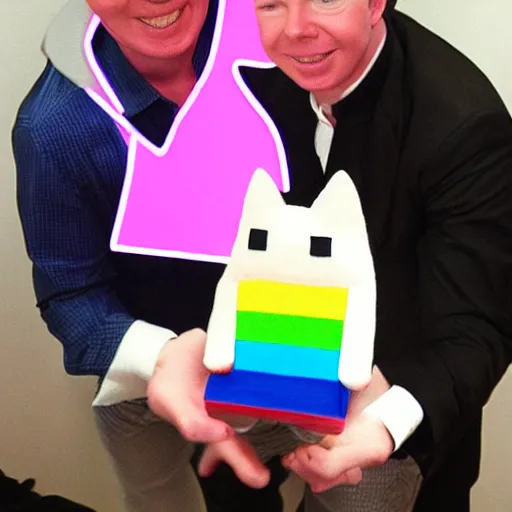 Image similar to rick astley and nyan cat getting married