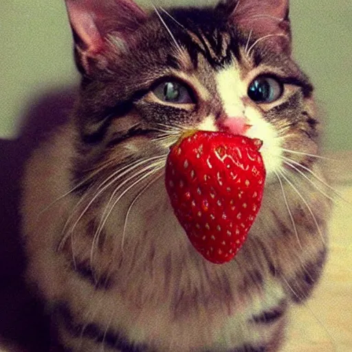 Image similar to strawberry cat , super realistic