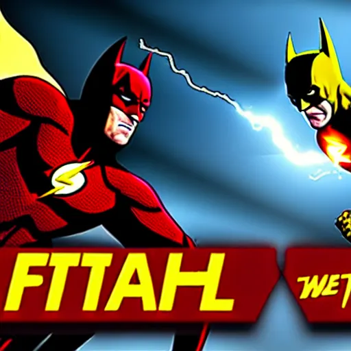 Prompt: ultra detailed fight between batman and the flash, unreal engine, extremely detailed, epic, dark, highly realistic, spiritual masterpiece, beautiful