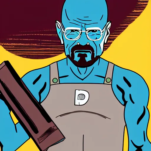 Prompt: walter white as omniman from invincible, 4 k, high resolution, illustration, badass