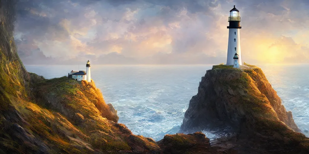 Image similar to a lighthouse in a cavern on the edge of a cliff overlooking the ocean by Jessica Rossier