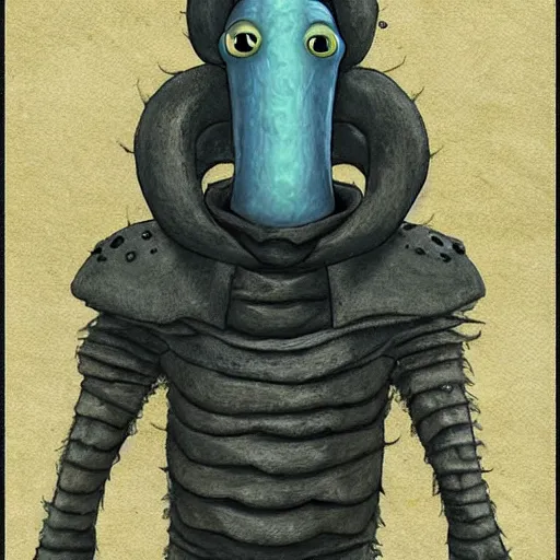 Image similar to squidward as a dark souls boss by georgia o'keeffe