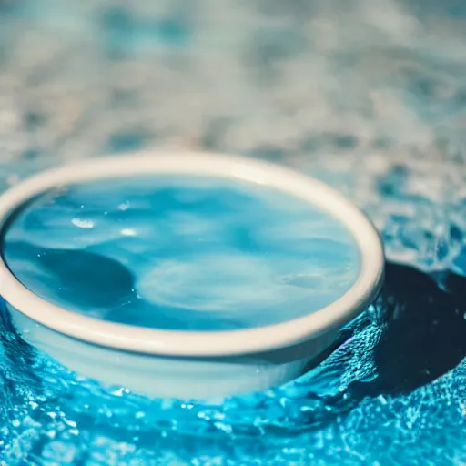 Image similar to tilt-shift photography of a swimming pool inside of a coffee mug, 8k, highly detailed, realistic