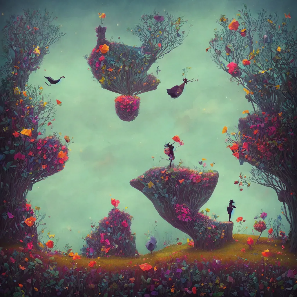 Image similar to low poly, pixar, surreal hybrid animals, nostalgia for a fairytale, magic realism, flowerpunk, mysterious vivid colors by andy kehoe and amanda clarke en un mundo de Gediminas Pranckevicius