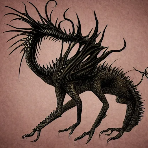 Image similar to Anthopomorphic dragon, lovecraftian horror, in the style of trevor henderson, dragon art, furaffinity, deviantart