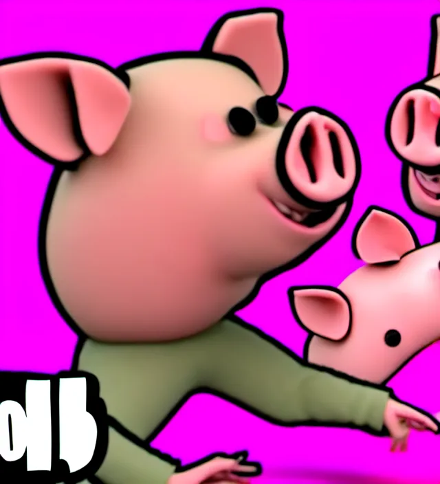 Prompt: clickbait youtube thumbnail of a man reacting to funny dancing pigs