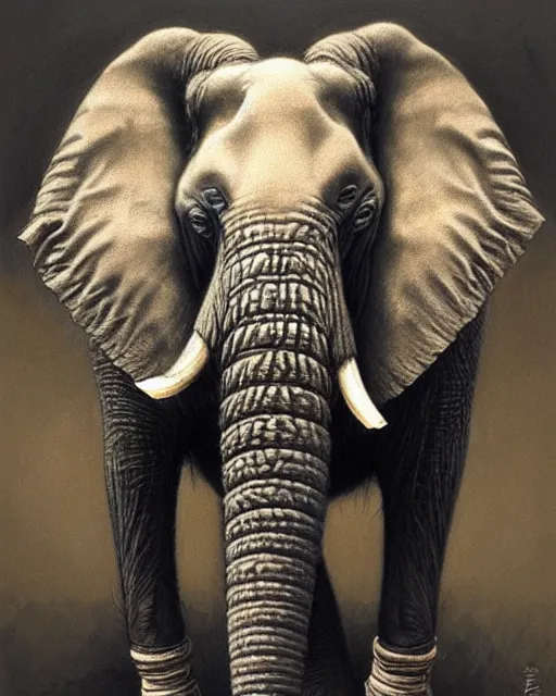 Prompt: portrait of an elephant, tutu, real life skin, intricate, elegant, highly detailed, artstation, concept art, smooth, sharp focus, art by artgerm and greg rutkowski and alphonse mucha