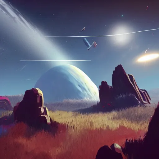 Image similar to concept art, style of no man's sky, time in human form