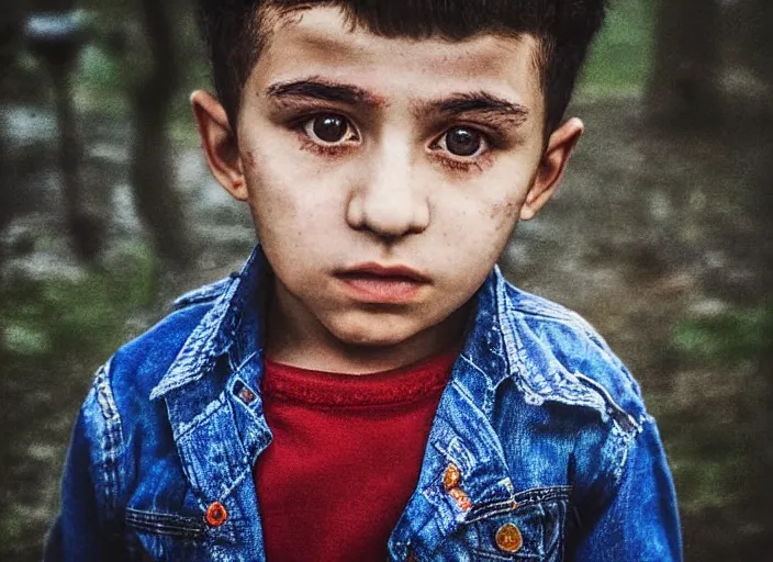 Image similar to professional fine details photo portrait of detailed hasbi hasbullah magomedov from makhachkala, dagestan kid in the postsoviet suburbia, iphone photo, instagram