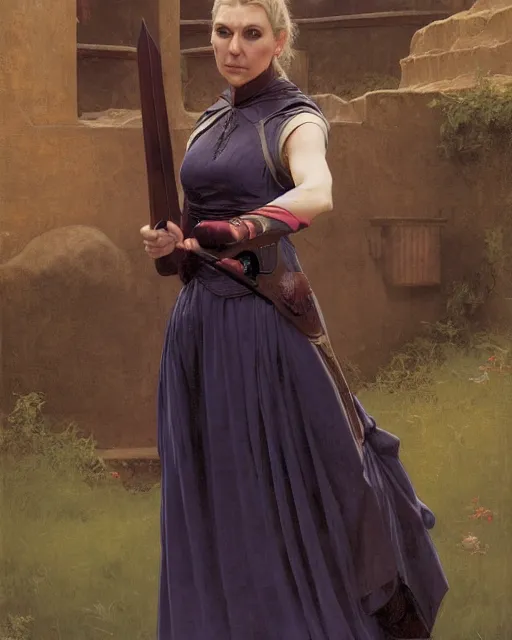 Image similar to rhea seehorn as kim wexler in fantasy medieval costume by Michael Whelan, William Adolphe Bouguereau, John Williams Waterhouse