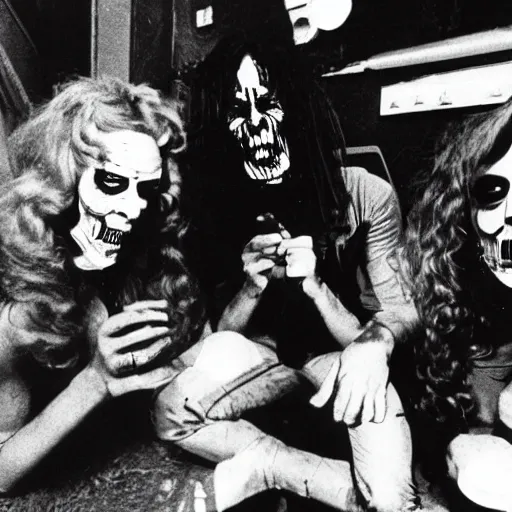 Prompt: photo of classic horror monsters smoking weed in the bronx circa 1 9 7 8