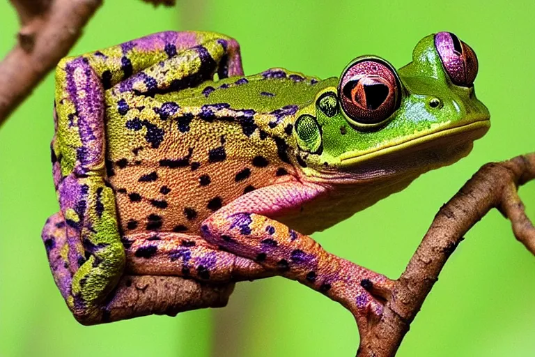 Image similar to half chameleon , half frog