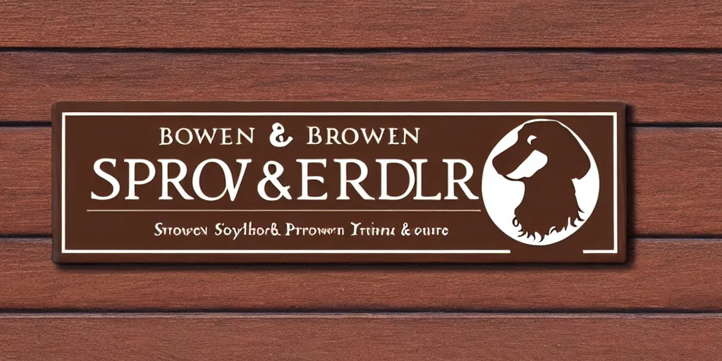 Prompt: brown and white sprocker spaniel pub plaque logo