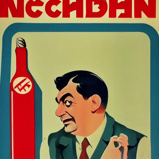 Image similar to Soviet propaganda poster about Mr Bean