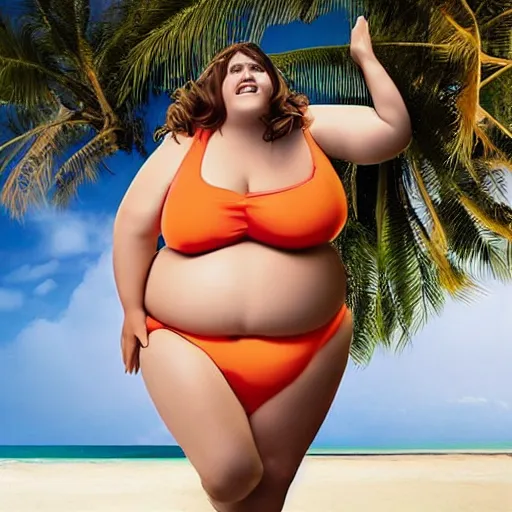 Fat woman in store bathing suit