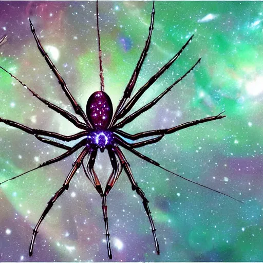 Prompt: the universe is a web of galaxies spun by a spider, fantasy art