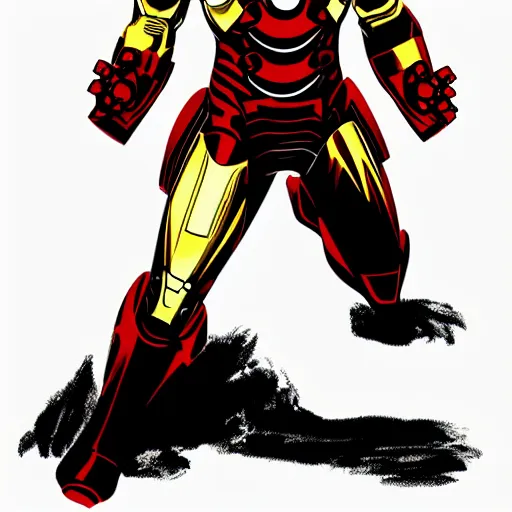 Image similar to iron man in the style of one piece