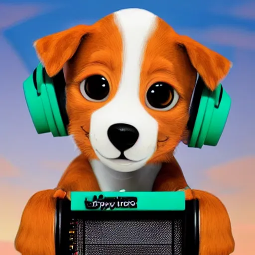 Image similar to puppy as a DJ, 8k, by Pixar