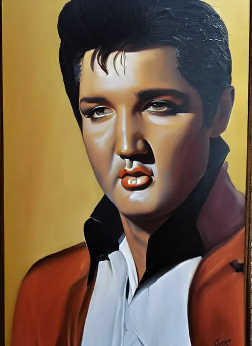 Image similar to oil painting of elvis presley by caravaggio