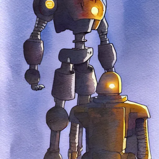 Image similar to iron giant, watercolor illustration for a book