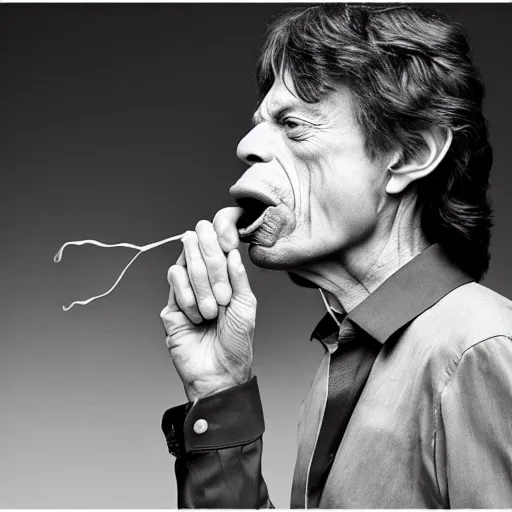 Image similar to Mick Jagger blowing a balloon XF IQ4, f/1.4, ISO 200, 1/160s, 8K, RAW, unedited, symmetrical balance, in-frame