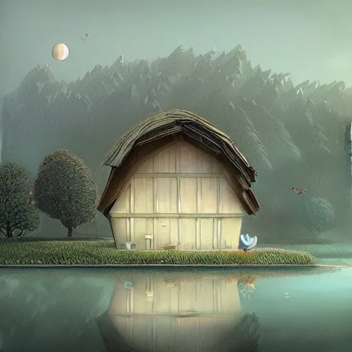 Image similar to an intriguing building in a beautiful landscape by gediminas pranckevicius