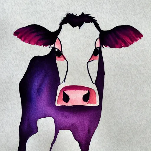 Prompt: cow, minimalistic, anime style, watercolor