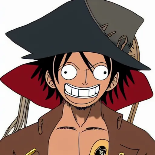 Image similar to Monkey D Luffy with Captain Jack Sparrow's outfit