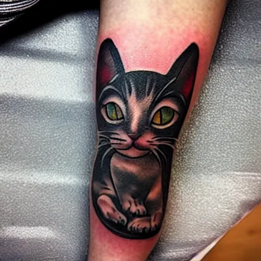 Image similar to a tattoo of a silly cat