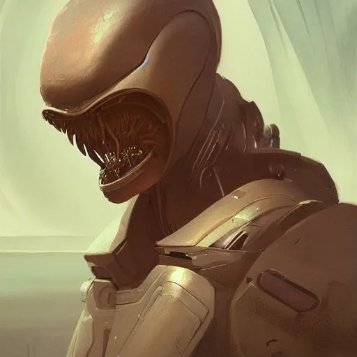 Prompt: a portrait of an alien by greg rutkowski